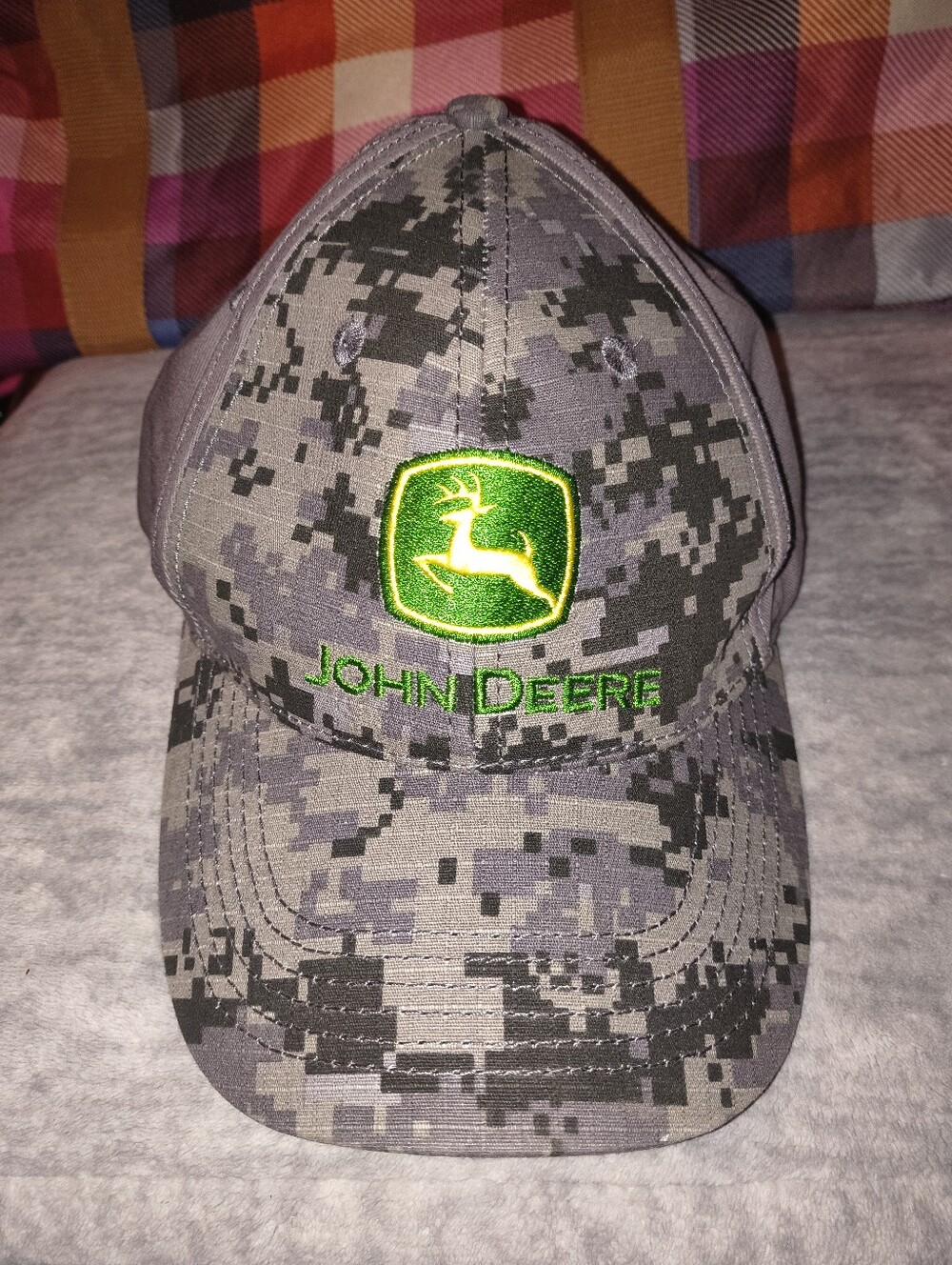 John Deere Gray Digital Camo Cap with Green Logo